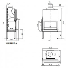 ANTONIO LUPI PIANO FUOCO Камин дровяной 2124/758х320х692 мм., встраиваемый в стену, дверца выдвижная из керамического стекла, рама из камня Basalto