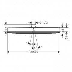 Hansgrohe Pulsify Верхний душ Ø260 мм., EcoSmart, цвет:хром/графит