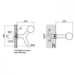 ANTONIO LUPI APOLLO Верхний душ Ø45 мм., с LED подсветкой, настенный монтаж, цвет белый матовый