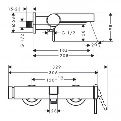 Hansgrohe Finoris Смеситель для ванны, настенный, цвет: черный матовый