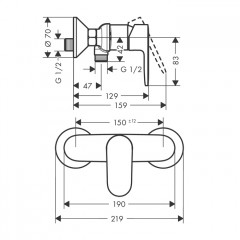 Hansgrohe Vernis Blend Смеситель для душа, однорычажный, цвет: хром