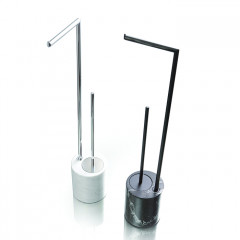 Bertocci Carrarino Набор напольный; держатель т/б и ершик, подставка мрамор Carrara, цвет: хром