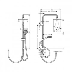 Hansgrohe Vernis Shape Душевая стойка с верхним душем 230 1jet Reno, цвет: матовый черный