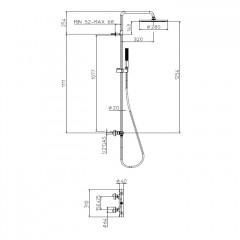 BOSSINI APICE Стойка для душа с термостатическим смесителем, верхним душем280 мм., ручным душем и шлангом 1500 мм., цвет хром