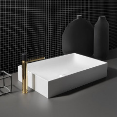 ANTONIO LUPI INDIGO Смеситель для раковины на 1 отверстие, однорычажный, высота 285 мм., ручка черная матовая, отделка полированная натуральная латунь