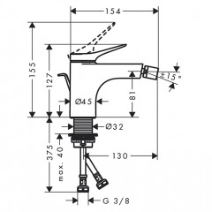 Hansgrohe Vivenis Смеситель для биде, на 1 отв., с донным клапаном, цвет: черный матовый