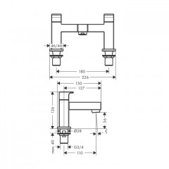 Hansgrohe Vernis Shap Смеситель для ванны, на 2 отв., цвет: хром