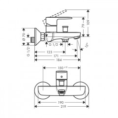 Hansgrohe Vernis Blend Смеситель для ванны, однорычажный, цвет: матовый черный
