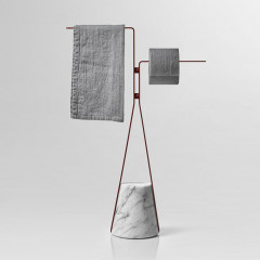 ANTONIO LUPI HALO Полотенцедержатель напольный 160х430х640 мм., база из мрамора Carrara satinato, структура Veneziano goffrato