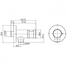 BOSSINI PALOMA FLAT Гигиенический душ с запорным вентилем, лейка пластиковая, шланг 1250 мм., цвет хром