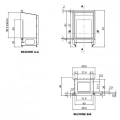 ANTONIO LUPI TEKA Камин 486х400х810 мм, встраиваемый в стену, на биоэт, корп из стали, с противопожарн стеклом и горелкой LAFLACA, покрыт черн краской