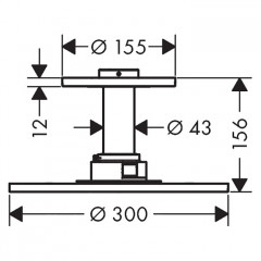 Axor ShowerSolutions Верхний душ, 30см, 2jet, с держателем 10см, потолочный монтаж, цвет: шлифованное золото