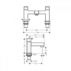 Hansgrohe Vernis Shap Смеситель для ванны, на 2 отв., цвет: матовый черный