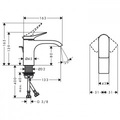Hansgrohe Vivenis Смеситель для раковины, на 1 отв., с донным клапаном, цвет: хром