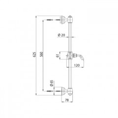 Bossini Душевая штанга CHARLESTON из латуни 60 см x 20 mm - золото
