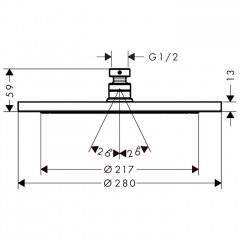 Hansgrohe Croma Верхний душ Ø28см., настенный/потолочный, цвет: полированное золото