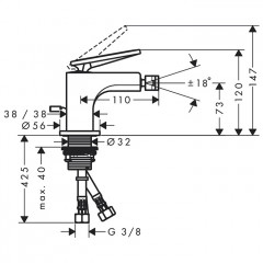Axor Citterio Смеситель для биде, 1 отв., с текстурой, цвет: хром