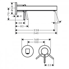 Hansgrohe Finoris Смеситель для раковины, встраиваемый, излив 22.8см., внешняя часть, цвет: белый матовый