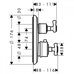 Axor Montreux Смеситель для ванны, встраиваемый, термостатический, цвет: сталь