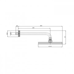 Bossini Liberty Верхний душ 210 мм,кронштейн 280 мм, цвет хром