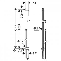Axor One Душевая штанга со шлангом, цвет: черный матовый