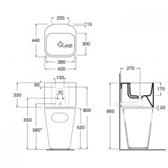 AZZURRA TANDEM Раковина 430х440х320 мм., подвесная, с 1 отверстием для смесителя, с переливом, цвет Cocoa