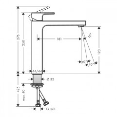 Hansgrohe Vernis Shap Смеситель для раковины, излив 190 мм, цвет: хром