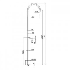 BOSSINI AQUABAMBU Душевая колонна для установки вне помещения, напольная, с прогрессивн смесителем, верхний душ54 мм, с встроенной частью, цвет хром