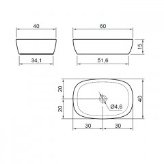 Antonio Lupi Senso Раковина накладная 60х40х15 см, без отв под смес, без перелива, с д/клапаном (хром), мат-л: Cristalmood, цвет: Ceruleo