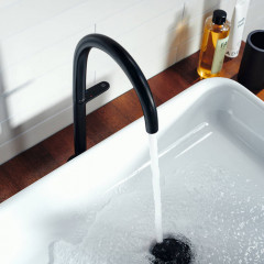 Axor One Смеситель для раковины, 1 отв., излив h260мм, Select, со сливом push-open, цвет: черный матовый