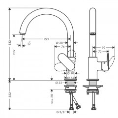Hansgrohe Vernis Blend M35 Смеситель для раковины, однорычажный, излив 260 мм, цвет: хром
