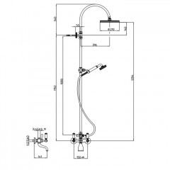 Bossini Liberty Верхний душ 210 мм со штангой и ручной лейкой , цвет: золото