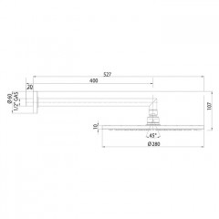 Bossini Верхний душ Cosmo 280 mm с кронштейном 400 mm, хром