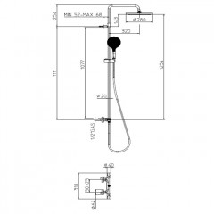 BOSSINI APICE Стойка для душа с однорычажным смесителем, верхним душем280 мм., ручным душем и шлангом 1500 мм., цвет белый матовый