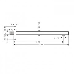 Hansgrohe Душевой держатель Square, 38,9 см, цвет:черный матовый
