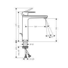Hansgrohe Vernis Blend Смеситель для раковины, излив 190 мм, с донным клапаном, цвет: хром