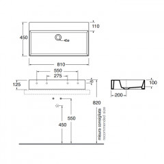 AZZURRA ELEGANCE Squared раковина подвесная/накладная 60х38х15 см без отв. под смеситель , цвет Tortora