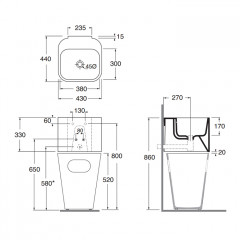 AZZURRA TANDEM Раковина 430х440х320 мм., подвесная, с 1 отверстием для смесителя, с переливом, цвет Nature green