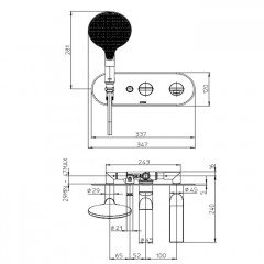 BOSSINI APICE Смеситель для ванны встраиваемый, на 2 выхода,с ручным душем APICE и шлангом 1500 мм., внешняя часть, цвет белый матовый