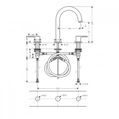Hansgrohe Vernis Blend Смеситель для раковины, на 3 отв, с донным клапаном, цвет: матовый черный