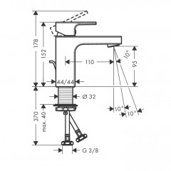 Hansgrohe Vernis Blend Смеситель для раковины, излив 100 мм, цвет: матовый черный