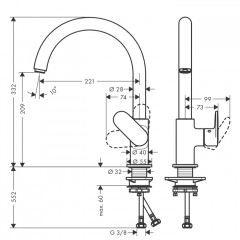 Hansgrohe Vernis Blend M35 Смеситель для раковины, однорычажный, излив 260 мм, цвет: матовый черный