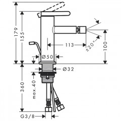 Axor One Смеситель для биде, 1 отв., с донным клапаном, цвет: хром
