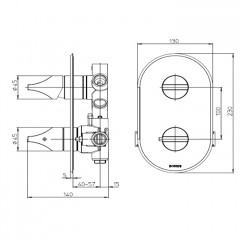 BOSSINI APICE Смеситель для душа встраиваемый, термостатический, с переключателем на 2-5 положений, внешняя часть, цвет хром