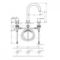 Hansgrohe Vernis Shap Смеситель для раковины, на 3 отв, с донным клапаном, цвет: хром