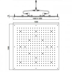 BOSSINI DREAM-XL CUBE Верхний душ 1000 x 1000 mm, с 12 LED (белый), блок питания/управления, цвет: хром