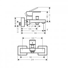 Hansgrohe Vernis Shap Смеситель для ванны, однорычажный, цвет: хром