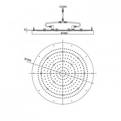 BOSSINI DREAM-XL OK Верхний душ 1000 mm, с 12 LED (белый), блок питания/управления, цвет: хром