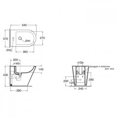 AZZURRA FORMA Биде приставное 54х37х42см , с 1 отв под смеситель,с креплением, цвет Nature green
