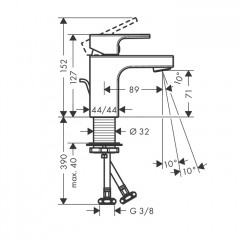 Hansgrohe Vernis Shap Смеситель для раковины, излив 70 мм, с донным клапаном, цвет: хром
